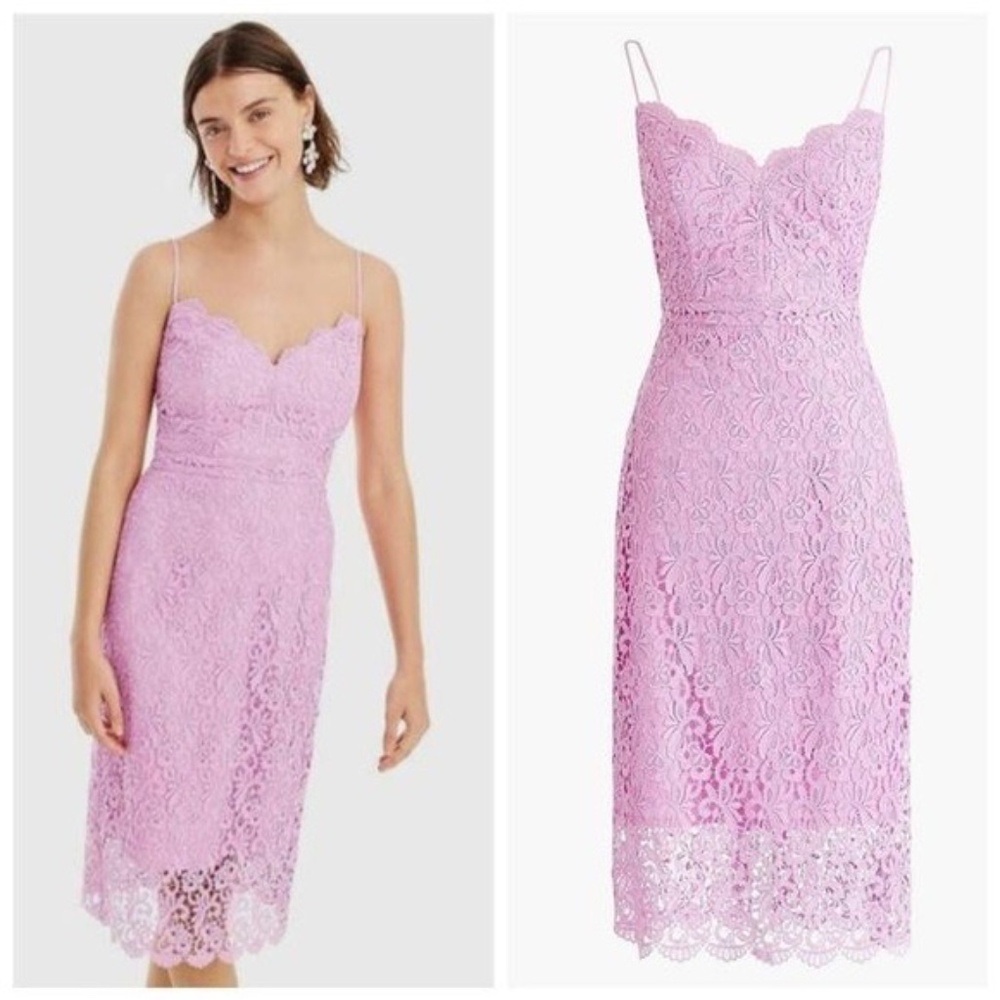 J. Crew Lilac Lace Cami Sweetheart Romantic Guipure Dress size 6.